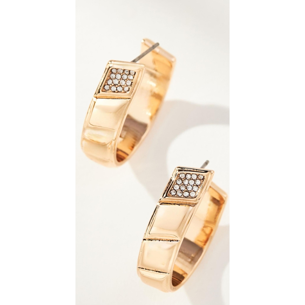 NWT, Anthropologie, Crystal Hoop Earrings In Gold Motif